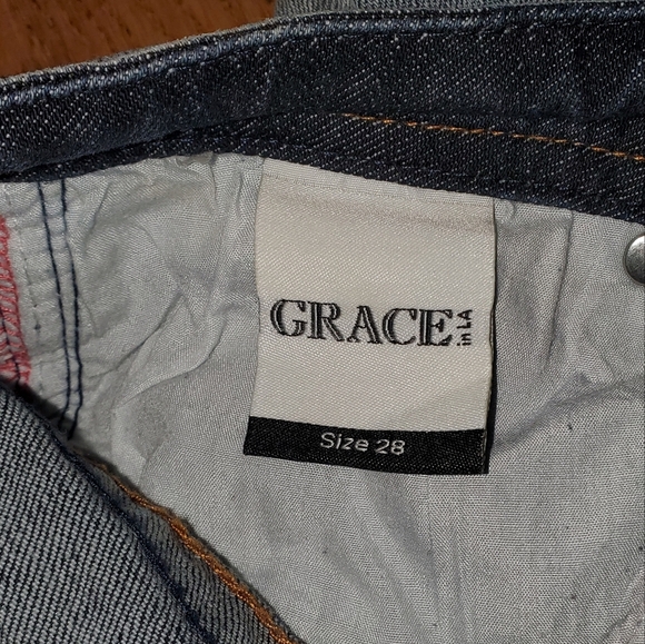 Grace in LA Mixed Pattern Jeans - Picture 9 of 11